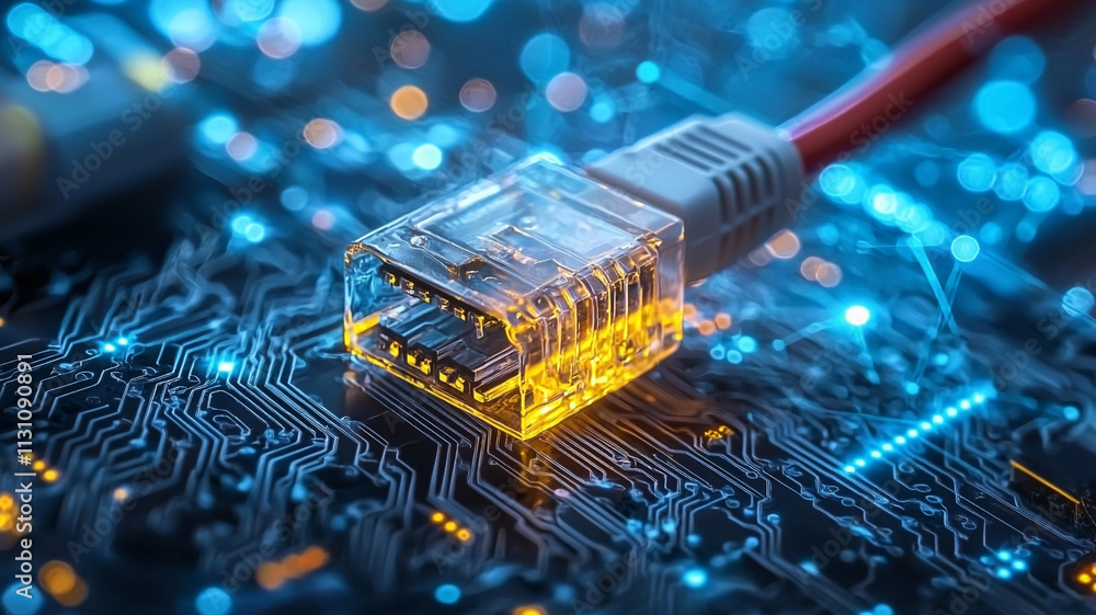 Poster ai generate exploring ethernet connectivity in technology landscapes with detailed circuitry visuals