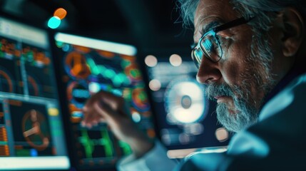 Experienced Analyst Working With Advanced Technology in Dark Environment