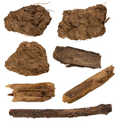 Collection of various dirt and wood pieces