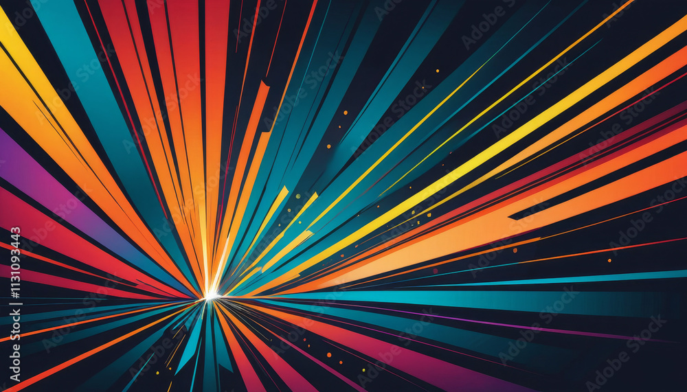 Poster vibrant abstract background with colorful rays radiating from a central point