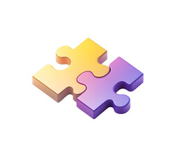 Fototapeta premium Two interlocking puzzle pieces in gradient colors.