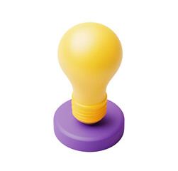 Yellow light bulb on a purple base.