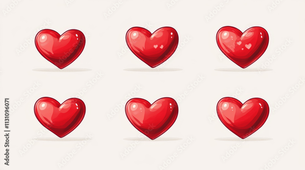 Aufkleber animation sprite sheet of red heart rotation. vector cartoon set of 3d spin of health icon in game i