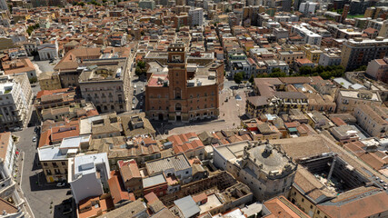Fototapeta premium Aerial view of the City Hall of Foggia in Puglia, Italy. The Town Hall is located in the historic center of the city.