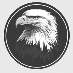 Obraz premium Monochrome eagle head profile in a circle.