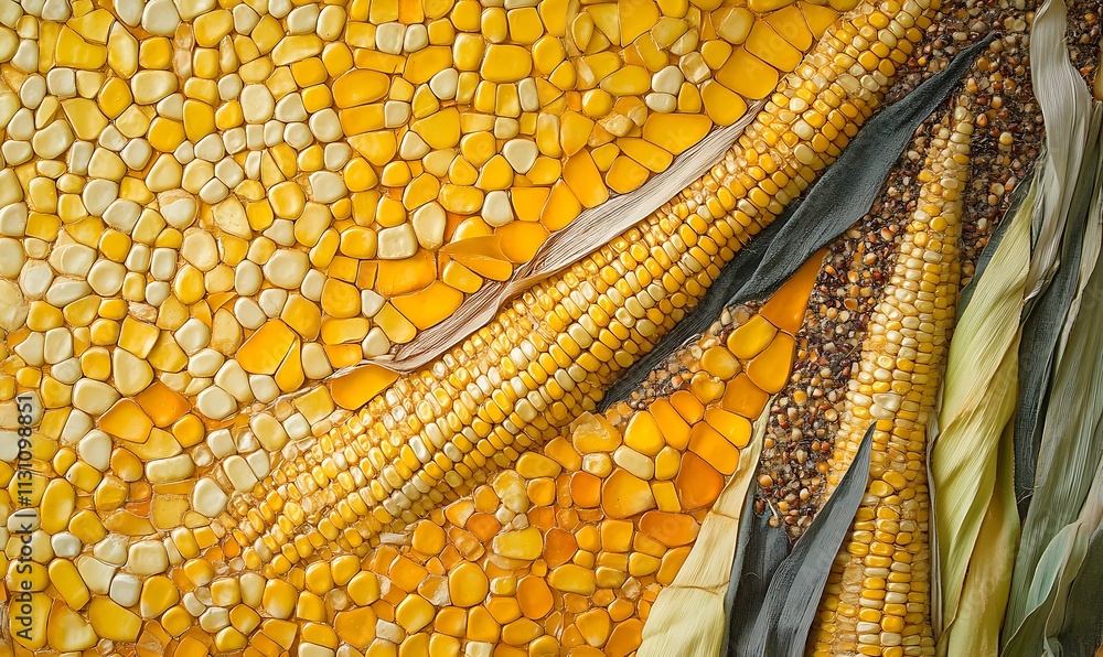 Poster corn cob mosaic stone pattern background texture