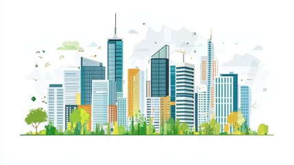 Fototapeta premium Smart City Concept with Advanced Infrastructure and Intelligent Design in Urban Landscape