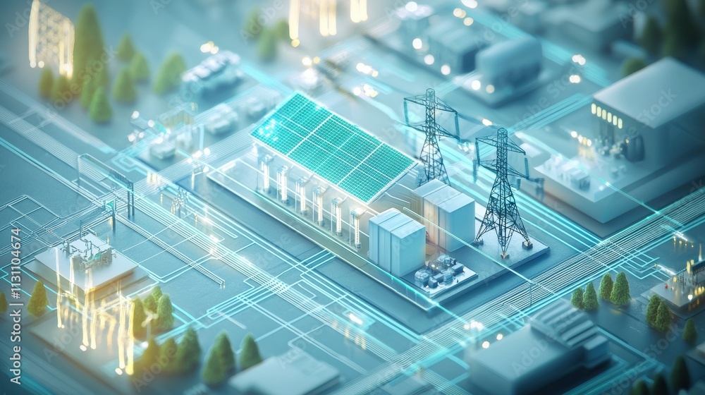 Aufkleber advanced smart grid system for efficient renewable energy storage and distribution in urban landscap