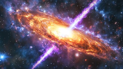 Obraz premium A galaxy observed in radio waves, revealing large jets of energy and cosmic structures invisible in optical light.