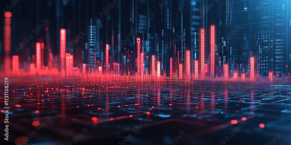 Poster abstract digital landscape representing data visualization and analytics trends in a modern technolo