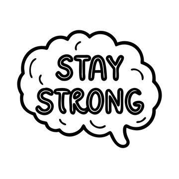 recommend clip art: brain with stay strong icon, mental health line art, health awareness icon - simple black line art icon of brain with stay strong, for mental health celebrations. health awarenes vector art.
