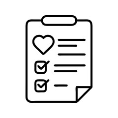 mental health check in list icon, mental health line art, health awareness icon - simple black line art icon of mental health check in list, for mental health celebrations. health awarenes vector art.