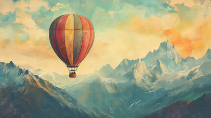 Fototapeta premium hot air balloon flying over the mountains