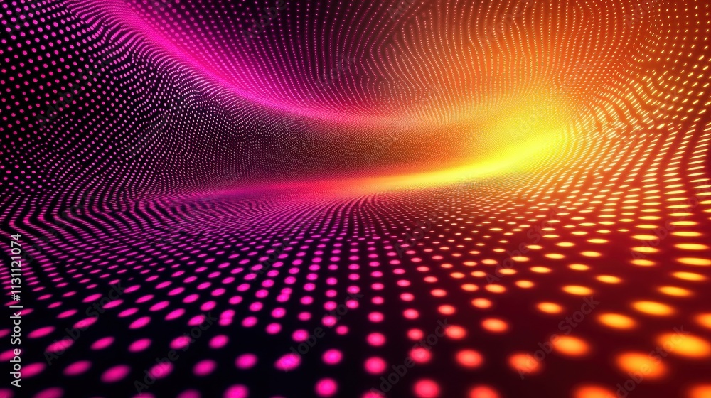 Aufkleber Abstract digital design with flowing lines and dotted patterns in vibrant colors.