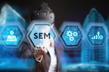 SEM Search Engine Optimization Marketing Ranking concept for website.