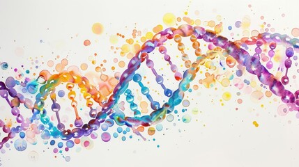 Fototapeta premium an abstract DNA helix with vibrant colors and dots