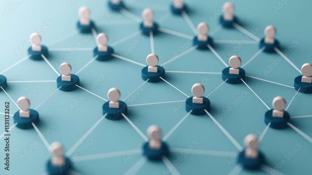 Aufkleber startup growth customers development concept. network of connected user icons representing social co