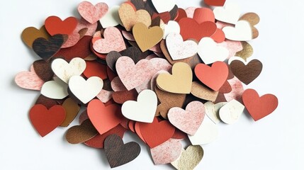 Obraz premium Adorable Pile of Paper Hearts in Various Shades and Shapes, Ideal for Crafting Romantic Valentine's Day Cards or Decor 