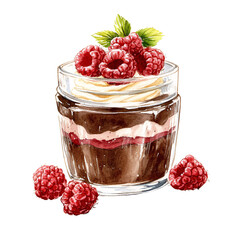 Layered chocolate mousse in vibrant watercolor style, perfect for Valentine's Day clipart dessert choices.