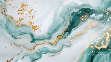 Elegant white marble texture featuring a little bit of teal and golden line touch streaks and fine natural patterns