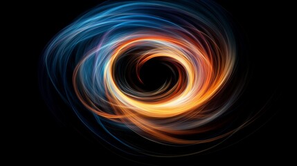 Abstract swirling light trails forming a vibrant circular vortex against a black background.