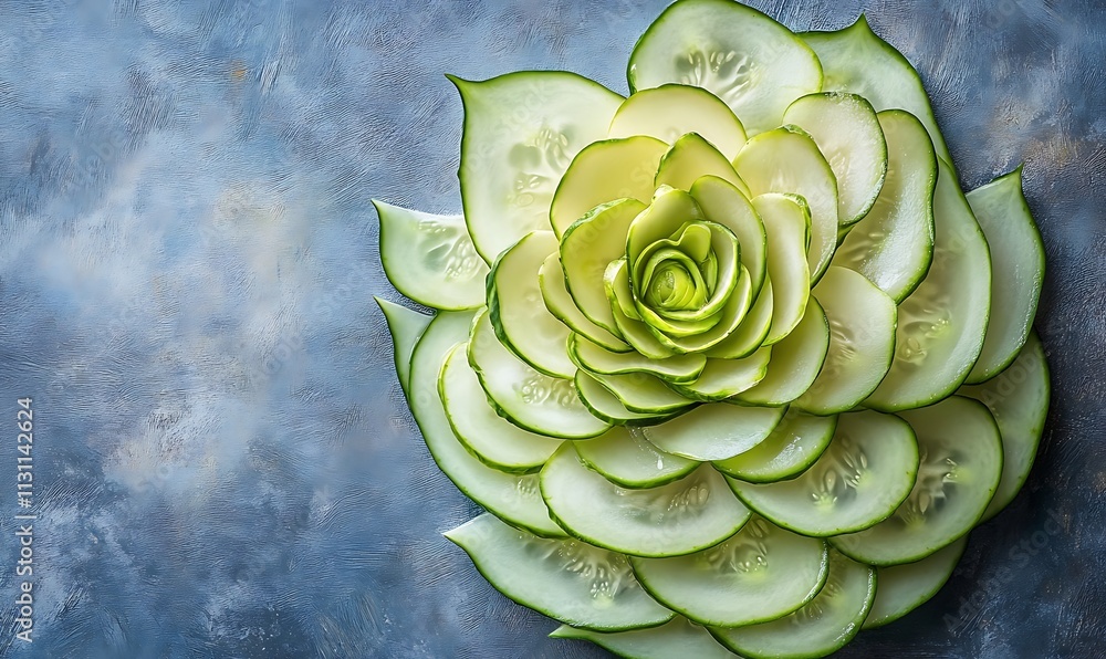 Poster Cucumber Slices Arranged In A Flower Shape