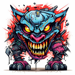 Obraz premium Cybernetic Beast: A Fusion of Technology and Ferocity