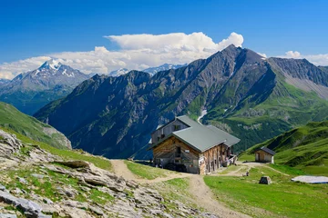  The Refuge de la Croix du Bonhomme mountain hut in French Alps. Part of the Tour du Mont Blanc challenge. 