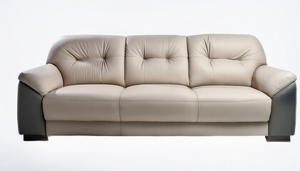 Fototapeta premium Beige Leather Sofa Modern Furniture Home Decor Comfortable Seating