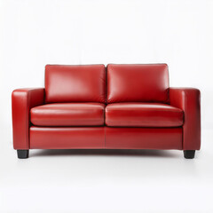 Fototapeta premium Red Leather Sofa Modern Furniture Home Decor Living Room
