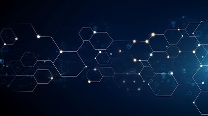 Obraz premium Abstract digital background with hexagons and glowing elements.