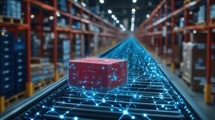 Distribution management interface with live metrics close up organized operations whimsical blend mode office floor