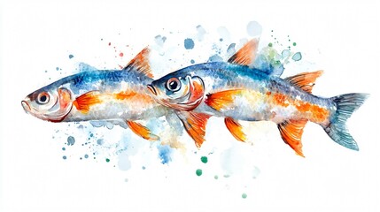 Fototapeta premium Watercolor Fish Painting: Vibrant Marine Life in Motion