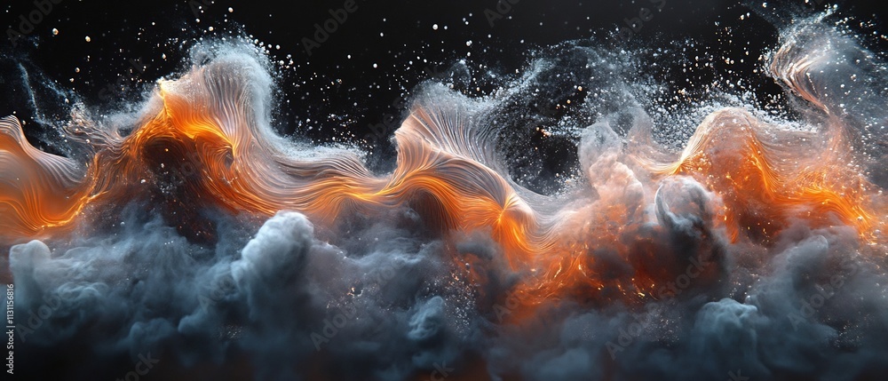 Poster fluid energetic waveform visualization depicting the expressive transitions in voice pitch captivati