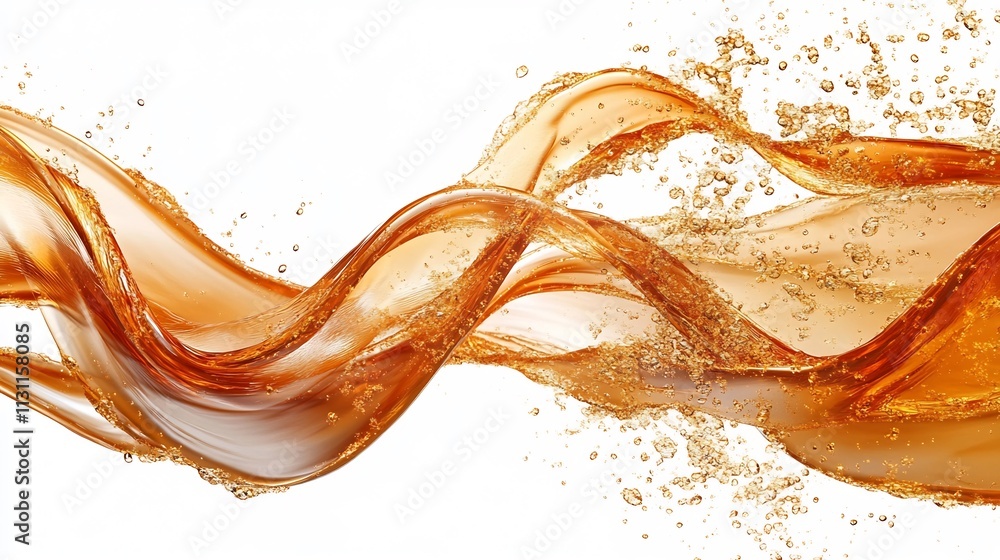 Poster mesmerizing liquid ribbons and splashes in fluid dynamic motion intertwining and flowing gracefully 