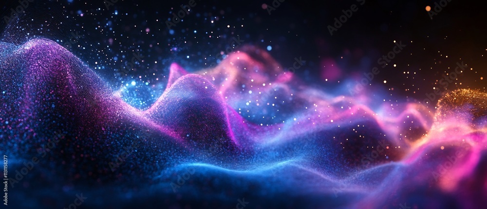 Poster rhythmic soundscapes blending consistency with fluid energy flows creating a mesmerizing digital art
