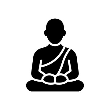 black monk meditating, simple style clip art preview