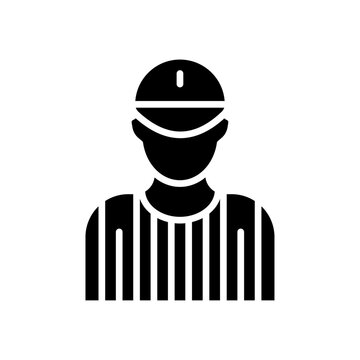 black referee icon wearing striped shirt clip art preview