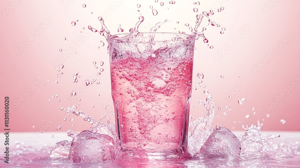Aufkleber frozen in time a captivating display of vibrant sparkling drink splashes radiating energy and moveme