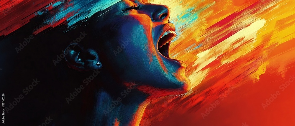Poster vibrant and expressive visualization of voice pitch dynamics and frequency changes illustrated in a 