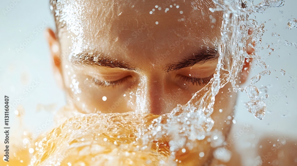 Poster captivating image showcasing a mesmerizing display of sparkling water droplets with radiant light hi