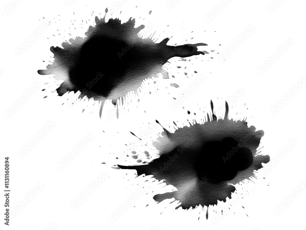 Aufkleber a dynamic display of black ink splatter, creating an artistic and expressive visual effect on white 