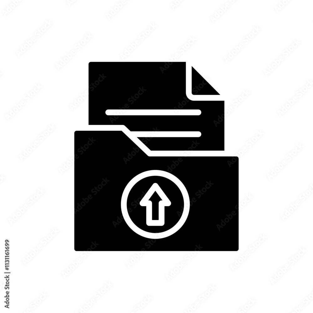 Poster upload file icon isolated flat vector in outline