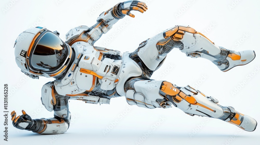 Leinwandbilder a futuristic astronaut in a dynamic pose, showcasing advanced robotic design and technology.