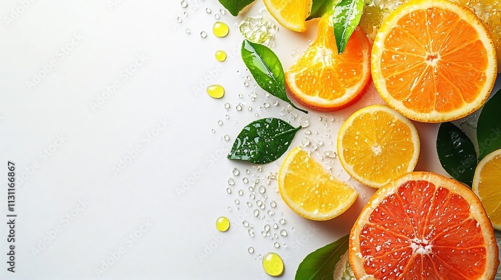 Aufkleber bursting citrus fruit segments including orange lemon and lime create a refreshing liquid splash wit