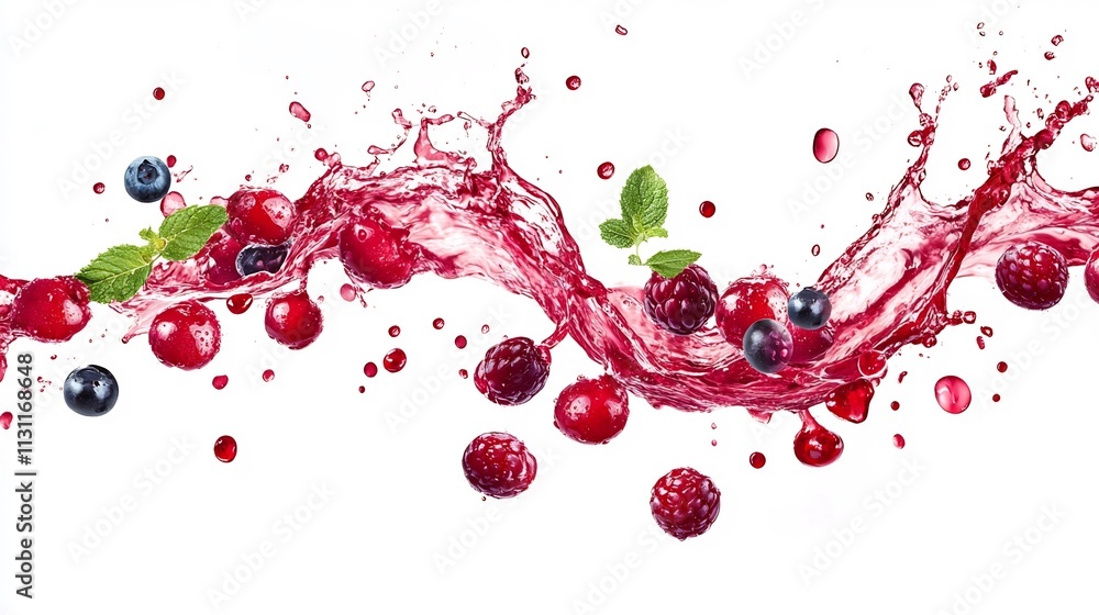 Poster sparkling fruit juice droplets creating a dynamic and splash frozen in a moment of captivating motio