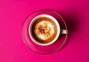 Obraz premium Inviting Cup Of Freshly Brewed Espresso With Creamy Froth On A Warm-Toned Background