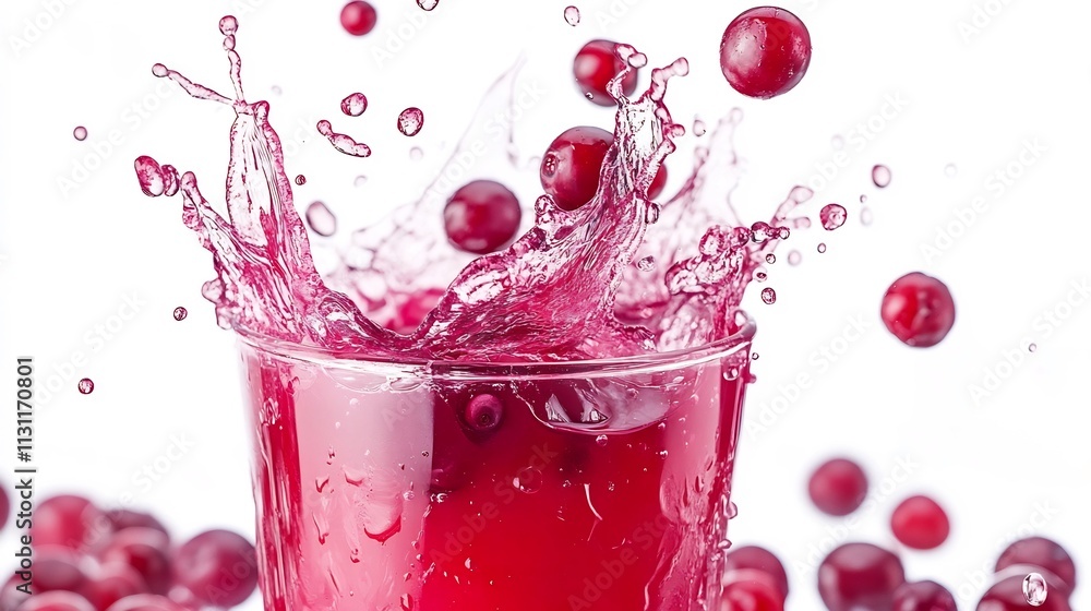 Poster captivating image of a vibrant berry juice splash with dynamic motion and collision creating a refre