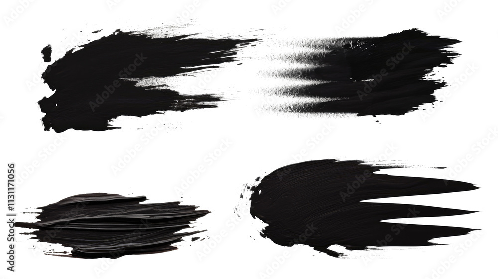 Poster an expressive set of black paint strokes, perfect for adding depth and emotion to creative artwork b