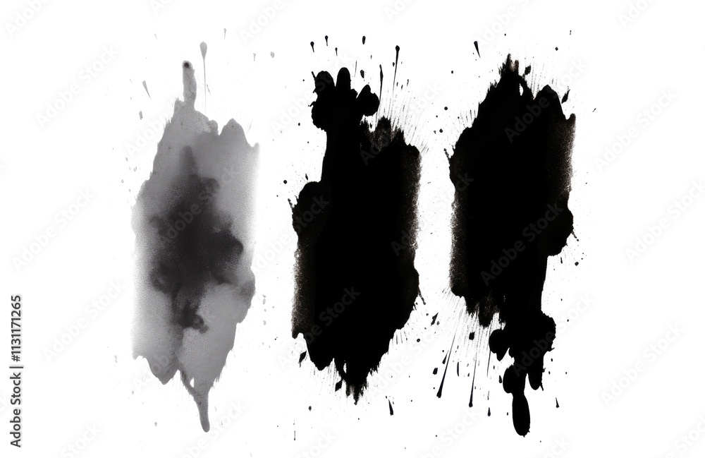 Aufkleber a collection of bold ink splashes with dynamic shapes and varying levels of opacity for creative use